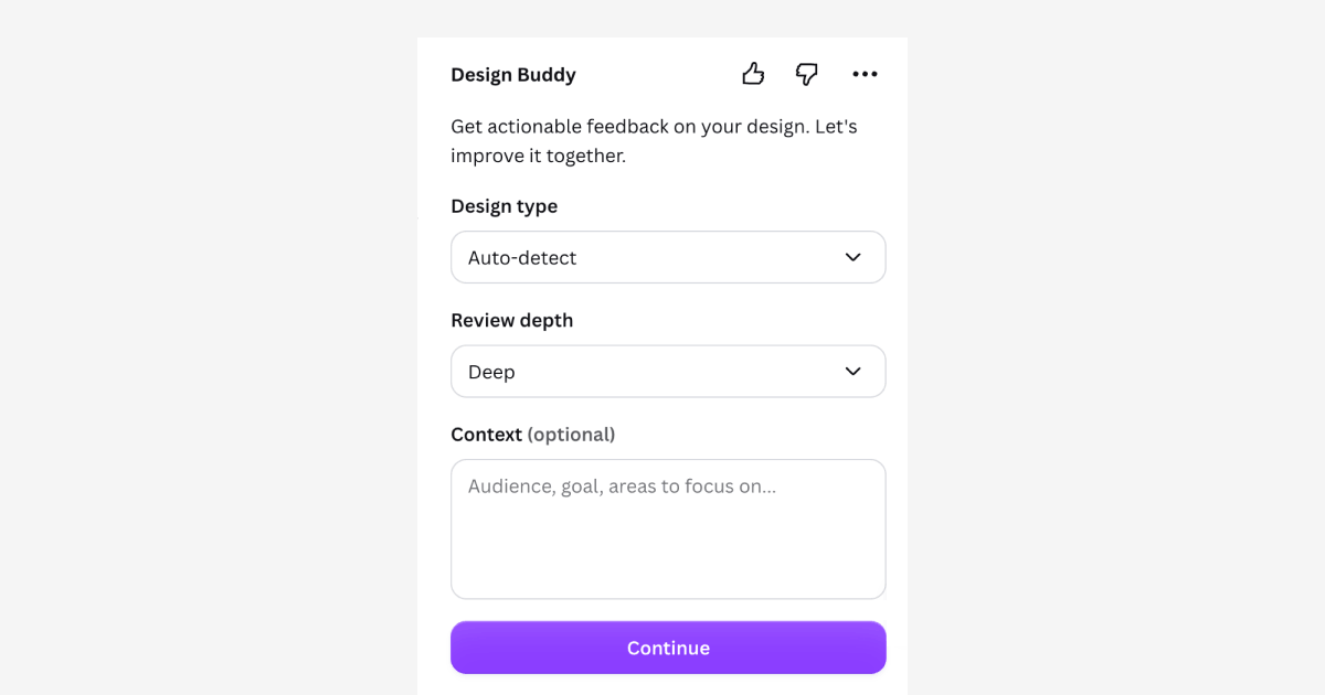 Review depth option in the Canva app